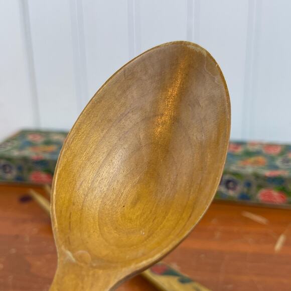 Vtg Hand Painted Wood Spoon and Fork Serving Set Hibiscus Flowers Made in Japan - Picture 5 of 10